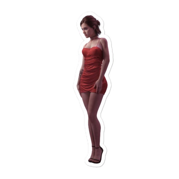 Sexy Ellie in red dress Bubble-free stickers (Customizable) - Picture 1 of 3